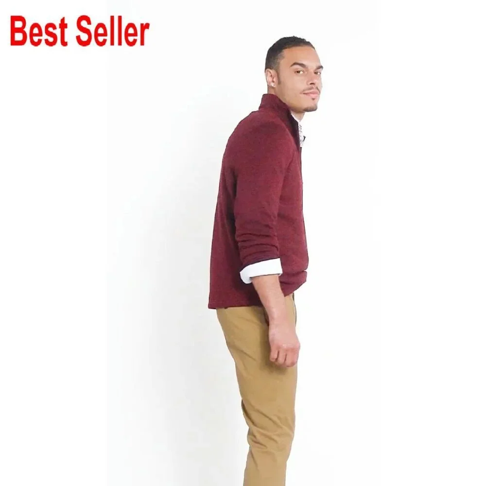 Quarter Zip Sweater Fleece Classic Preppy Minimal Eco-Friendly Recycled Fabric
